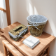 Set of Straw Trash Can & Tissue Box